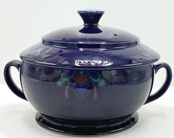 Superb! Large DENBY “BAROQUE” TUREEN Made in England / For Lovers of Blue and White / Blue Kitchenalia / English Oven-to-Table Lidded Pot