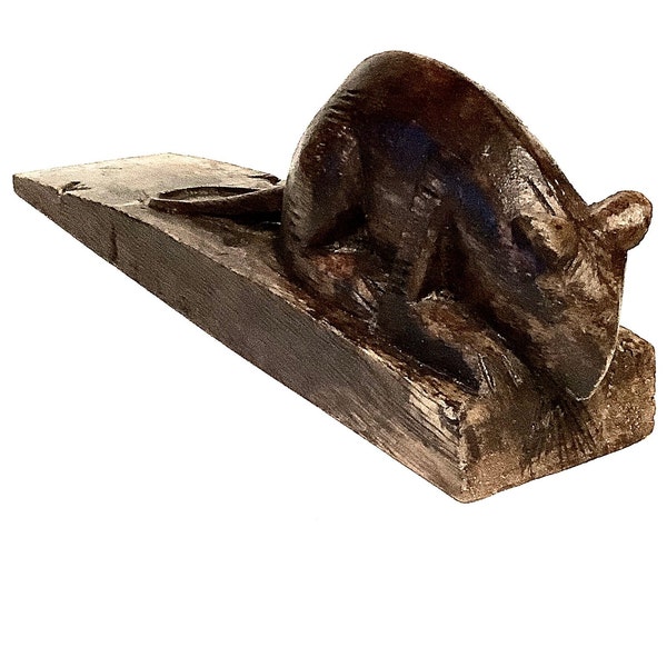 Antique Hand-Carved MOUSE DOOR STOP / Perfect Gift for Mouse Lover or Collector
