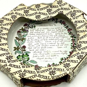 Perfetto! Con scatola! Teglia "Torta di erbe contadine" Royal Winton retrò / Teglia da forno Staffordshire, Inghilterra con ricetta scritta a mano