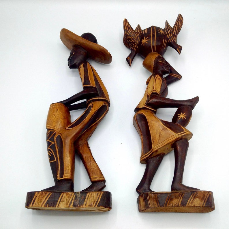 Pair of Tall 42cms Traditional CARVED AFRICAN SCULPTURES / Etsy