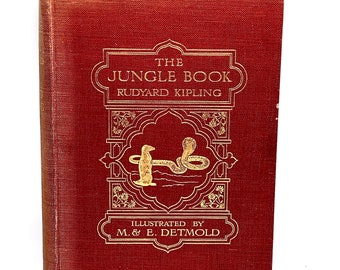 Le LIVRE DE LA JUNGLE de Rudyard KIPLING Publié par Macmillan Londres (1922) Illustré par M & E Detmold / Édition antique de Kipling Classic