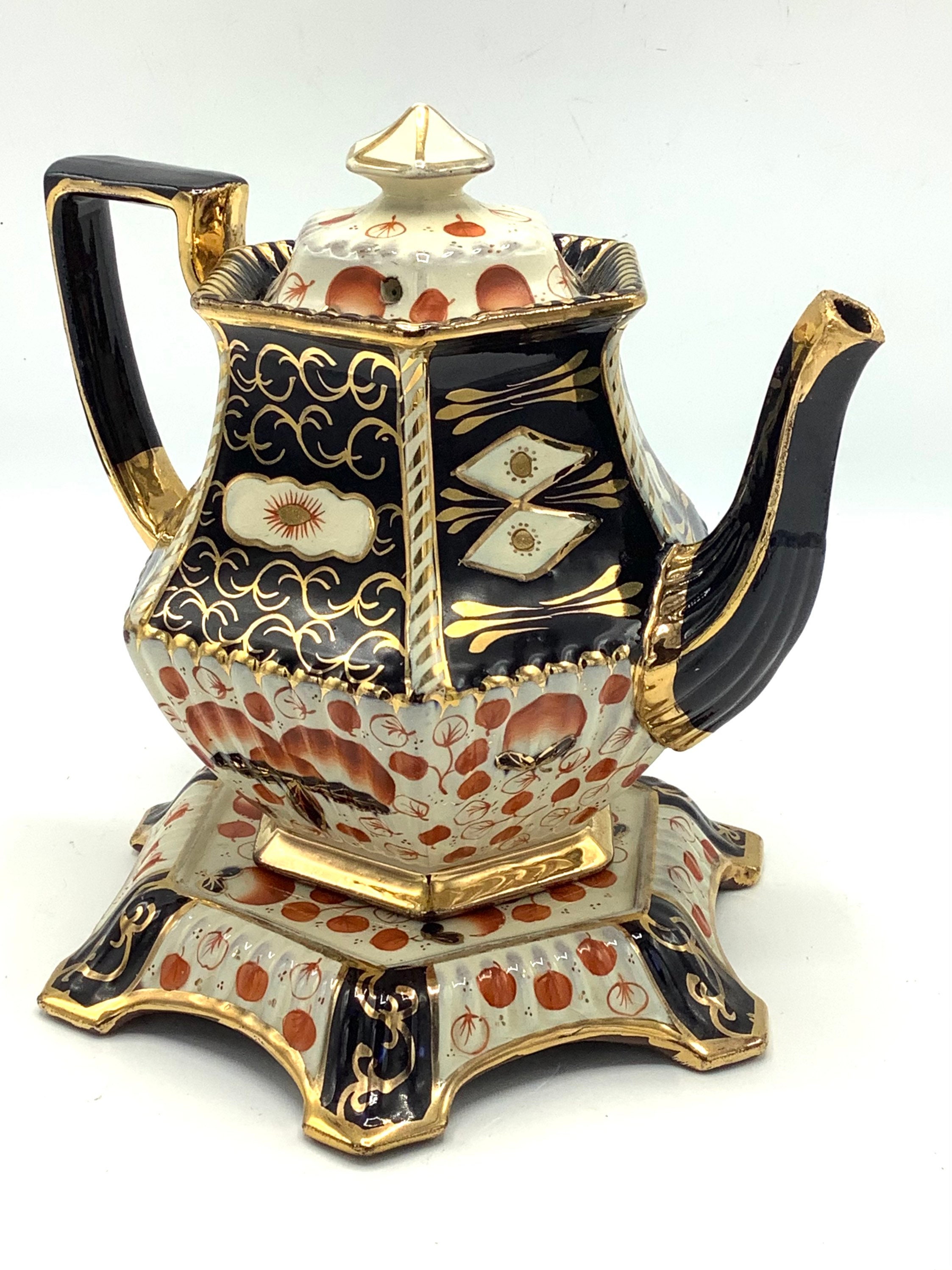Superb Antique Imari Teapot & Stand made in England / Etsy