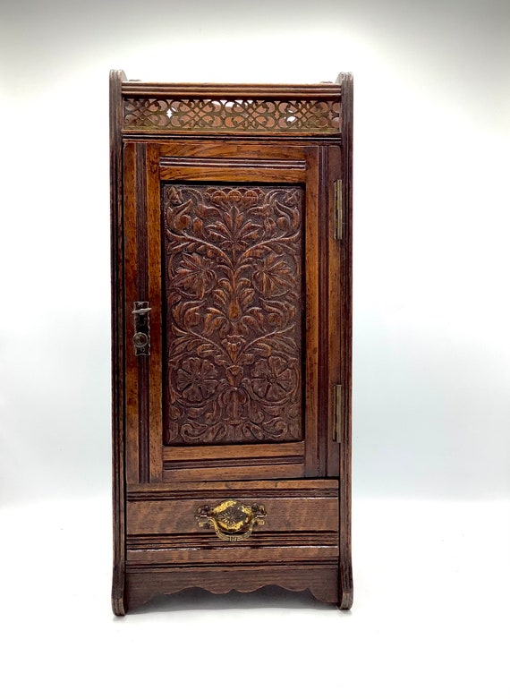 Details about   Price Drop Antique Victorian Arts & Crafts Mahogany Smoker's Cabinet Circa 1880 