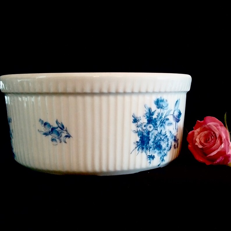 C'est Magnifique APILCO LARGE SOUFFLÉ Dish Blue & White Etsy