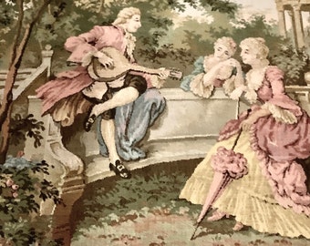 Vintage GOBELIN (BELGIUM) TAPESTRY Featuring a Georgian Garden