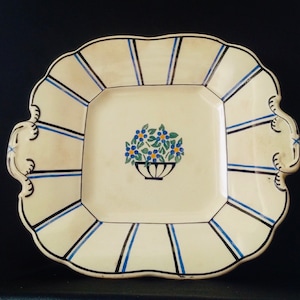 Victorian 19th Century (1850’s) Wedgwood Etruria Floral Platter, Blue and White Art Deco English Server, Collectible Scarce Wedgwood