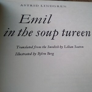 SÄLLSYNT FÖRSTA UPPLAGA Emil i soppterrinen: Astrid Lindgren // sällsynt bok från Pippi Långstrump-författaren // första upplagan berömd svensk bok bild 4