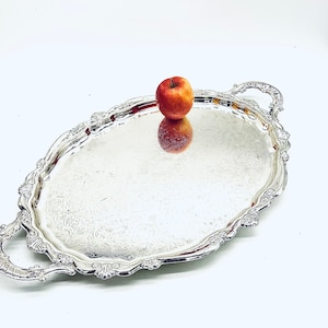Antique 52cm TWIN-HANDLE BUTLER Tray / Downton Abbey / Elegant English Sheffield Silver-plated Drinks Server / Silver Anniversary Gift