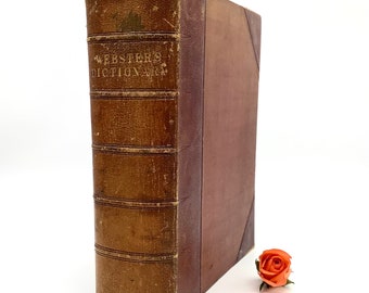 Enormous!! Mid 1800’s Dr WEBSTER’S ILLUSTRATED DICTIONARY in the English Language with over 1500 Pages (c.4kg) / Antique Gift for Wordsmith