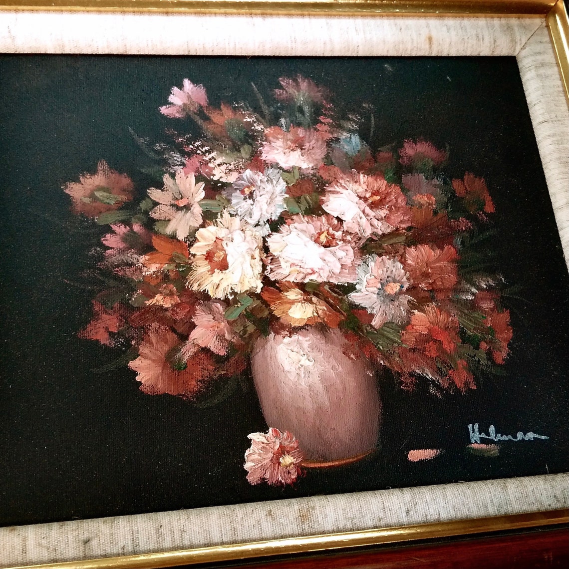 Original English Oil Painting (signed) of Flowers in a Vase / Stunning ...