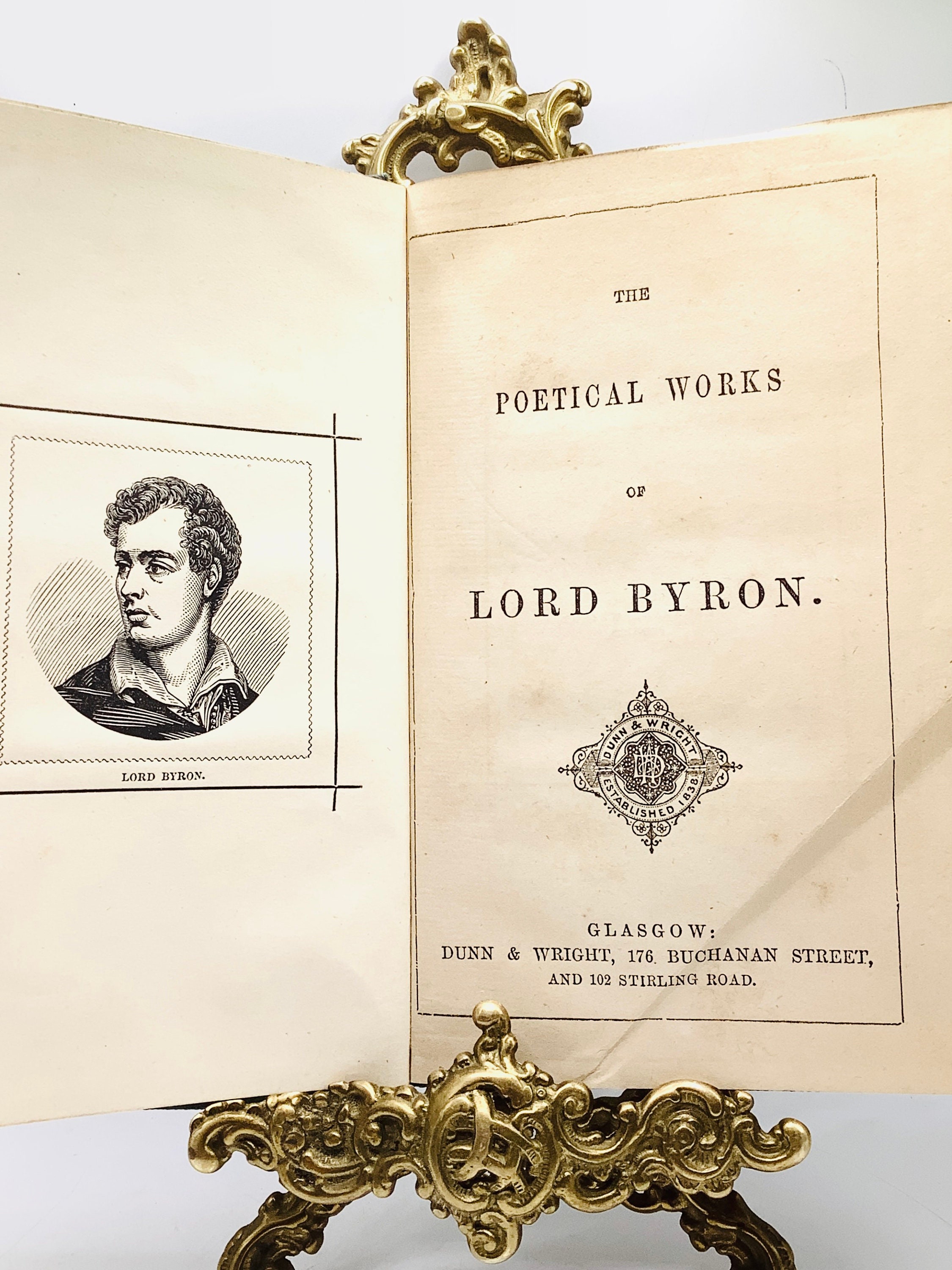 19th Century Edition POETICAL WORKS of Lord BYRON Published by Dunn ...