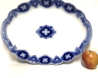 Very Large 45cm Antique English Flow-blue Meat Plate made by Johnson Brothers c1911 in Staffordshire / Thanksgiving Dinner / Fine Dining