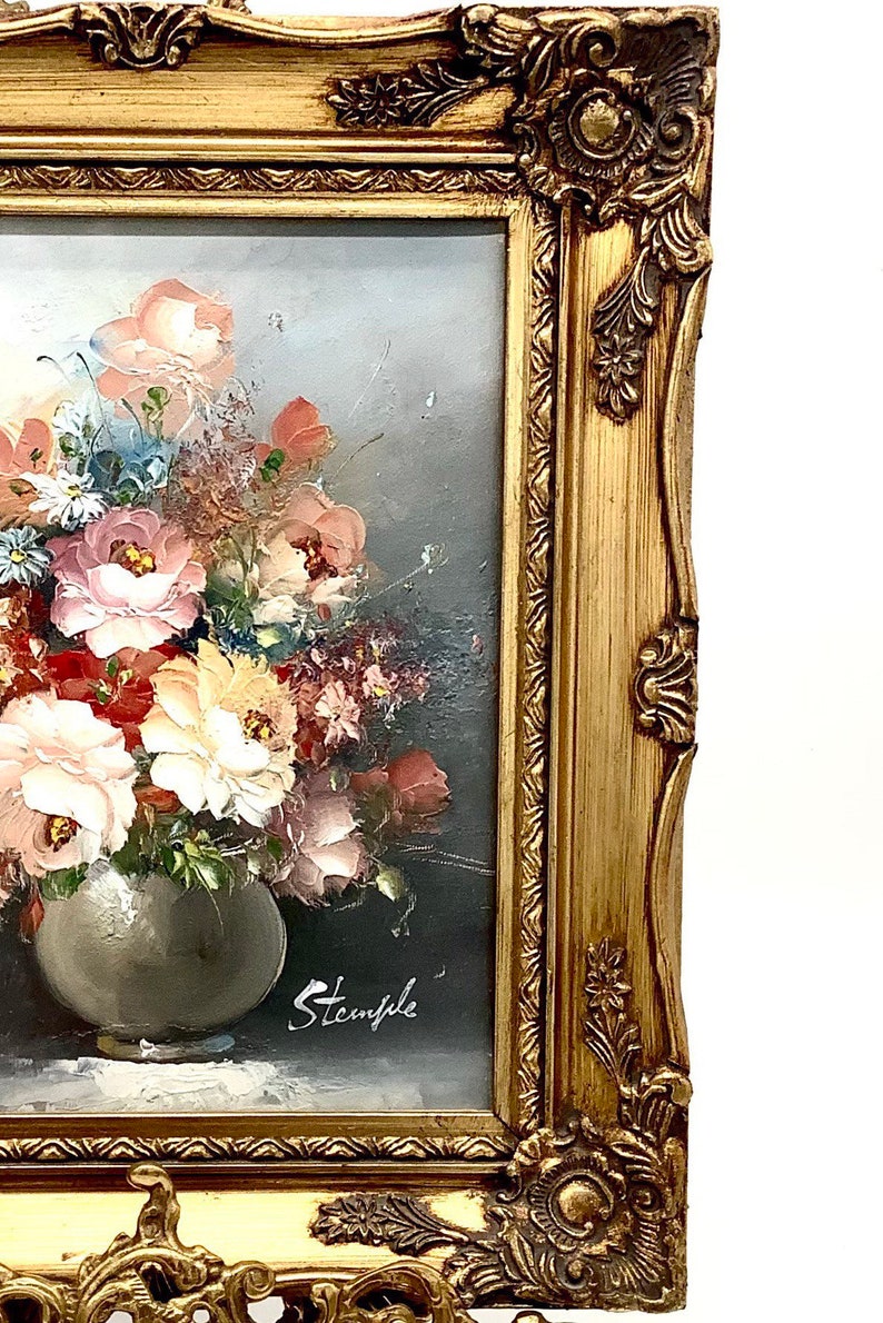 Original Still Life Oil Painting of Flowers in a Vase Signed - Etsy