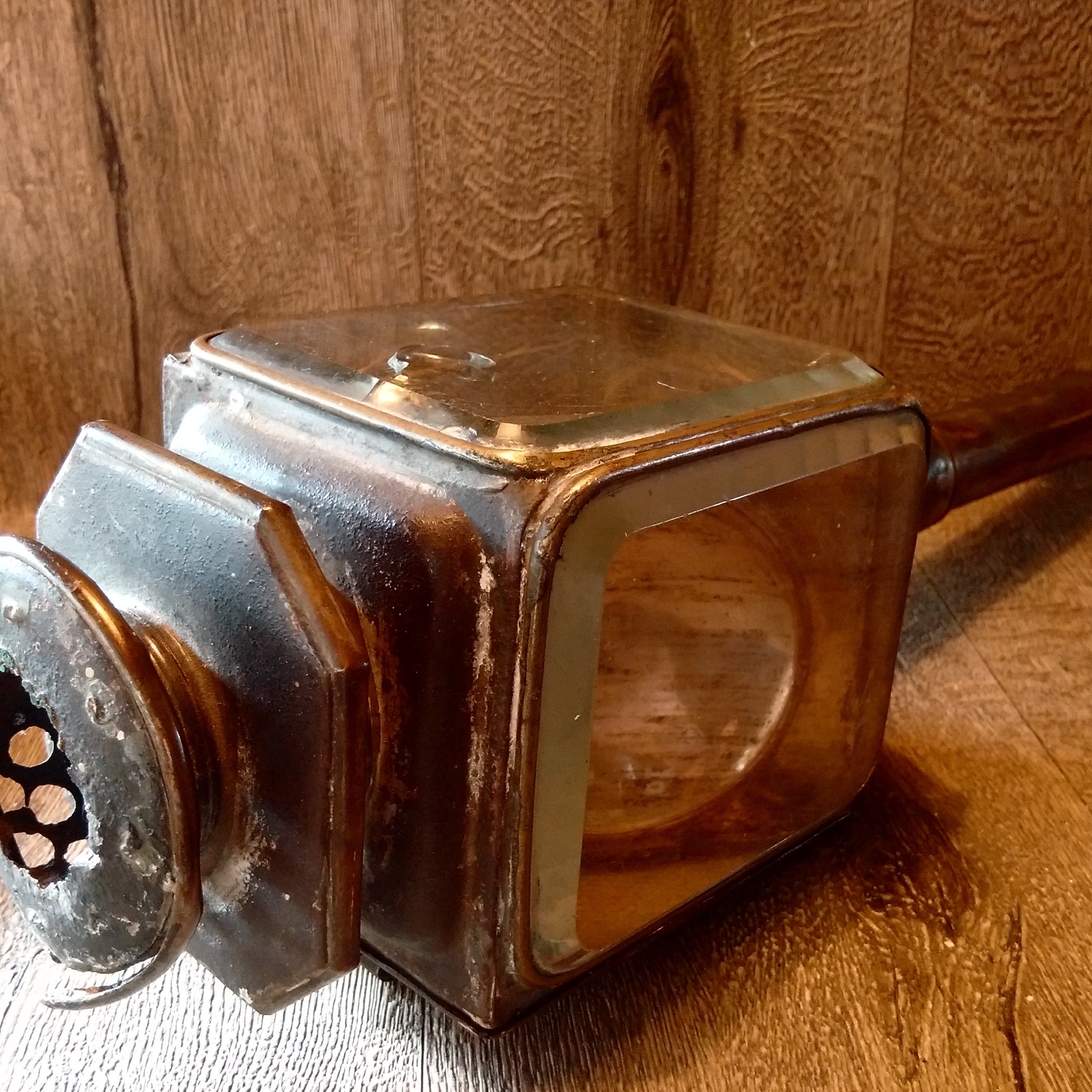 EDWARDIAN ENGLISH COACH Lamp // Old Metal & Glass Large Carriage Light ...