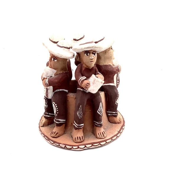 Vintage Peruvian Minka Folk Art Clay Hand-made Candleholder // rustic hand-painted original Peruvian crafts
