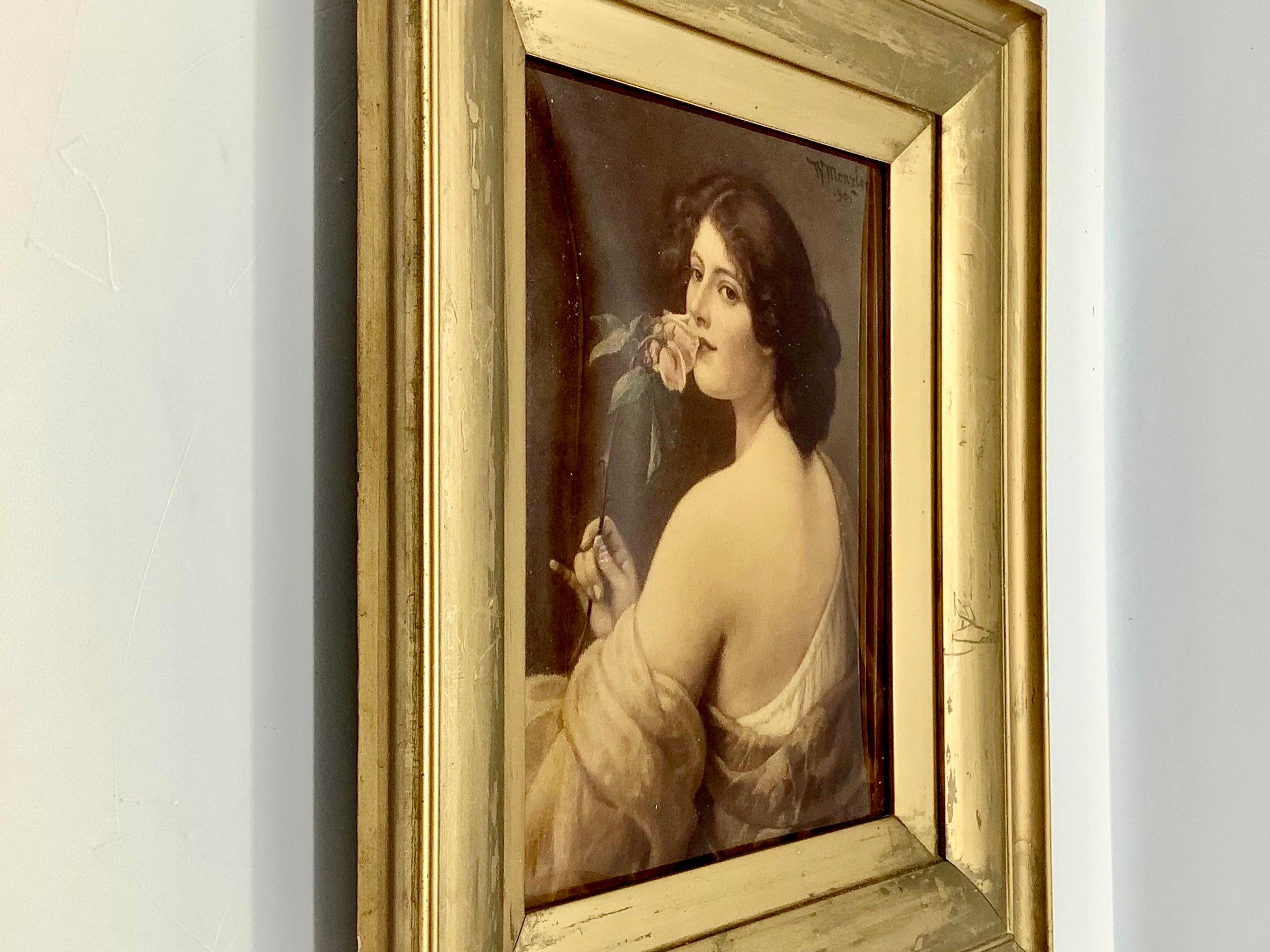 Etsy - Heritagetreasuresart Gold Wilhelm Menzler Signed German Crystoleum Picture