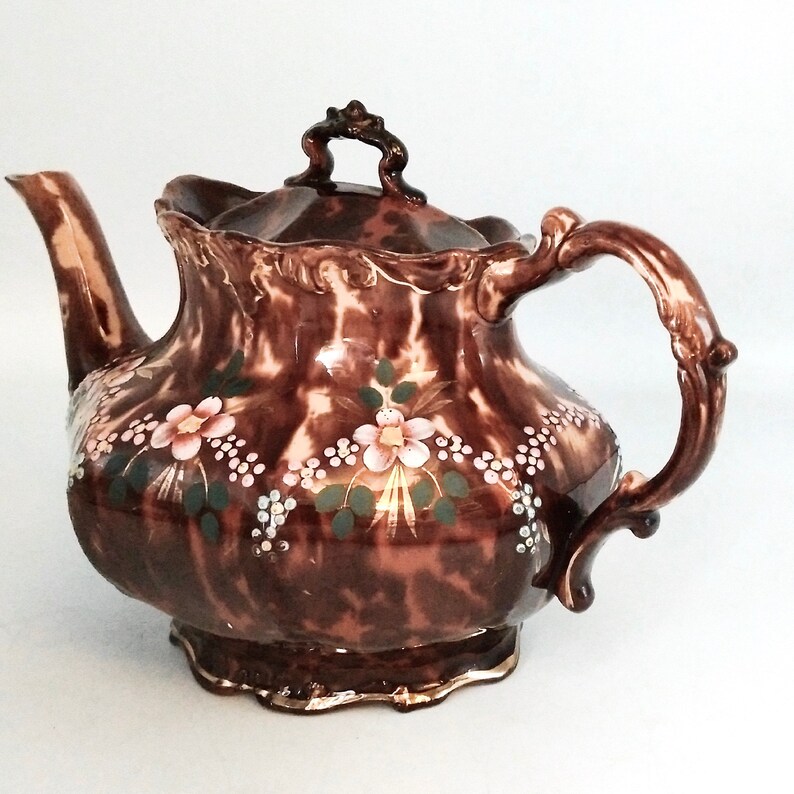 Stunning Handpainted Antique BROWN BETTY TEAPOT / English Etsy
