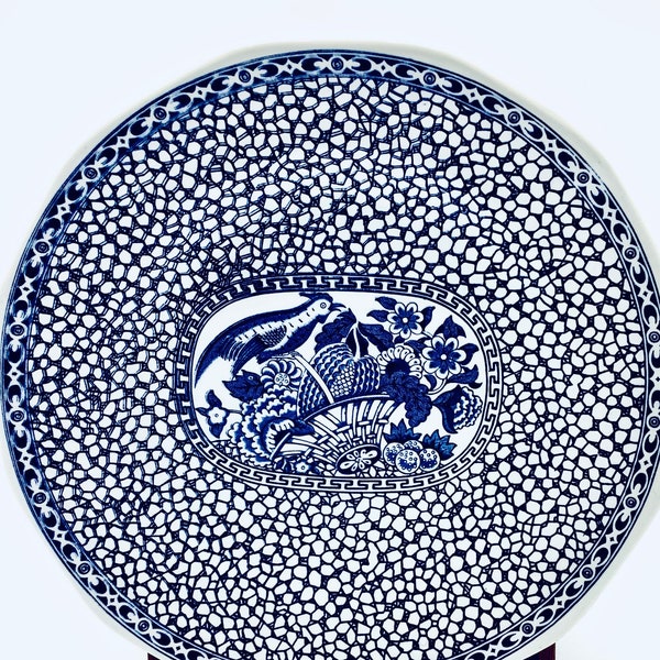 Adams Staffordshire "CHINESE BIRDS" PLATE / Dla miłośników błękitu i bieli / Chinoiserie 'Cracked Ice' Pattern / Blue & White Kitchenalia