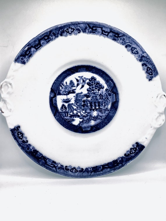 希少な 1800 年代のスタッフォードシャー フローブルー ウィロー