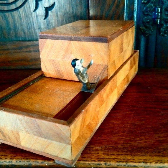 bar cigarette dispenser ART DECO MECHANICAL Wood 'two-man' Cigarette Dispenser, 1930 Smoking  Accessory, Early Century Tobacciana, Prop for Man-cave, Lounge-bar, Den