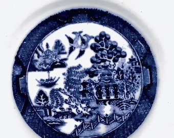 希少な 1800 年代のスタッフォードシャー フローブルー ウィロー