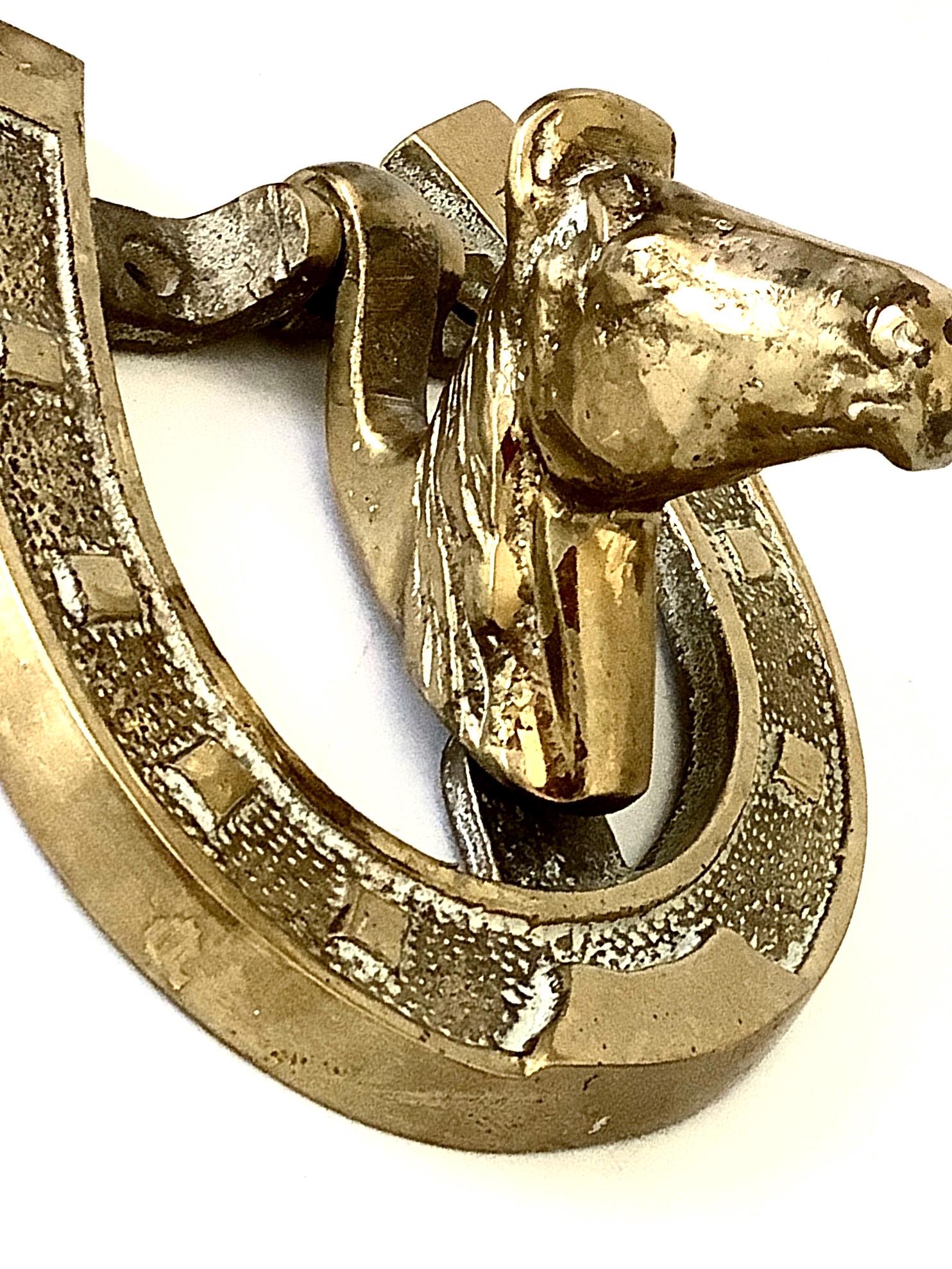 イギリス製の大型の真鍮製馬の頭のドアノッカー / 乗馬ギフト / 馬好き 