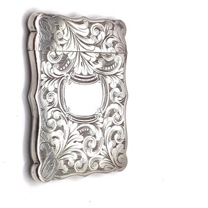 Antieke Engelse Scrolled Solid SILVER DANCE CARD Holder met Cartouche / Victoriaanse Card Case / Romantic Gift / Jane Austen Style Accessoire