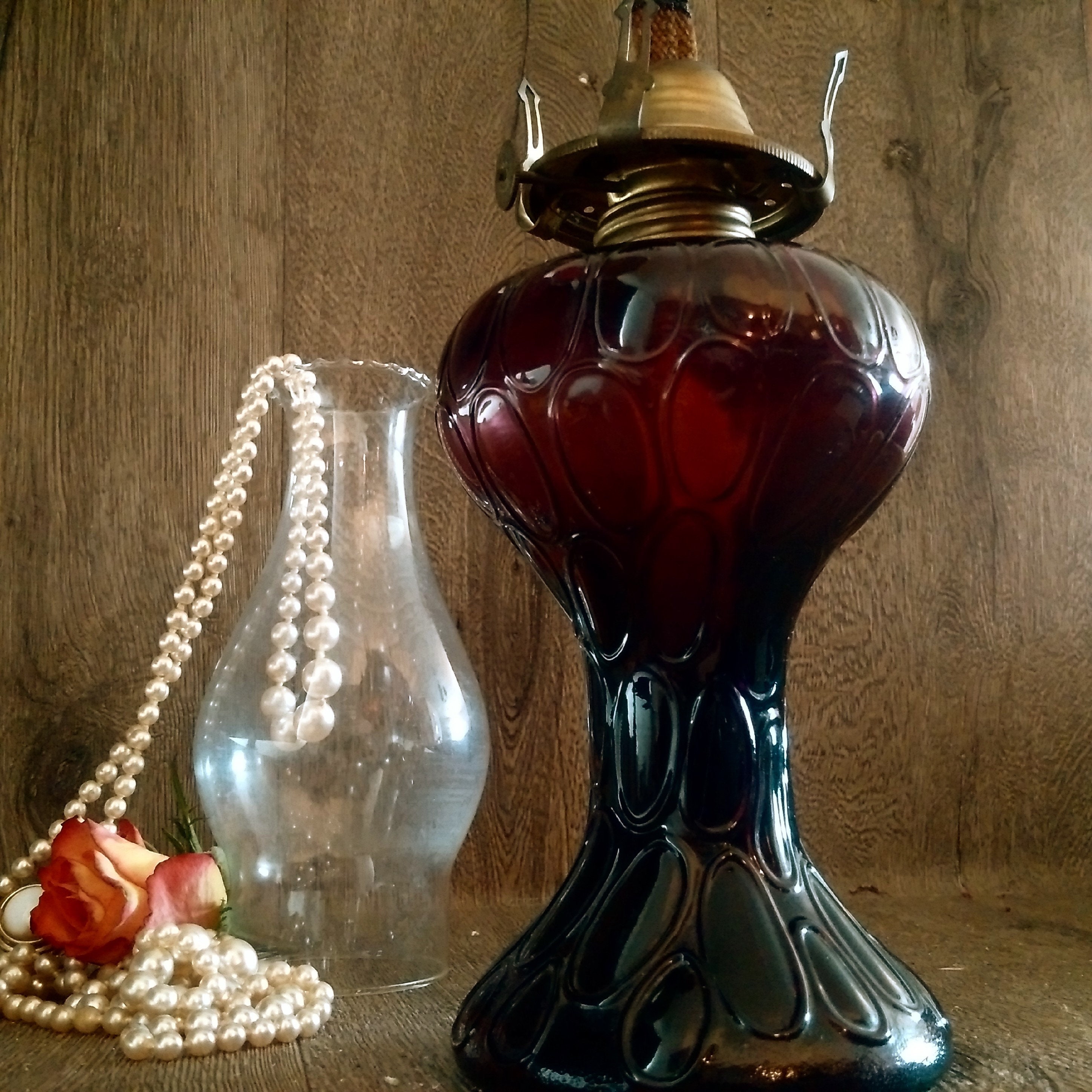 Large & Dramatic Purple VINTAGE OIL LAMP 15 38cms Etsy
