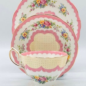 Rare & Perfect! ROYAL ALBERT PRUDENCE Pink Bone China Trio, Highly Collectible English Royal Albert Romantic Floral Pattern Prudence Tea Set