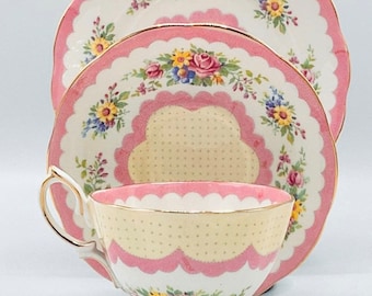 Rare & Perfect! ROYAL ALBERT PRUDENCE Pink Bone China Trio, Highly Collectible English Royal Albert Romantic Floral Pattern Prudence Tea Set