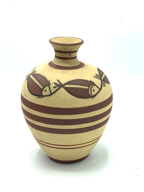 希少 STÅLHANE スタルハネ Carl-Harry Stålhane Rare CARL-HARRY STALHANE Hand-painted Fish Vase / Scandinavian