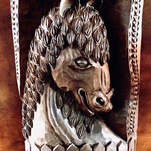 MAGNIFICA scultura di testa di cavallo in legno da 60 cm / scultura unica di cavallo pesante (5 kg) / accessorio equestre / regalo per amanti dei cavalli o dei pony