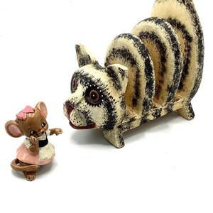 PURRRRR-FEITO!! Rack grande de madeira para cartas de gato malhado/ótimo presente para amantes de gatos ou gatinhos/suporte de papelaria felino feito à mão