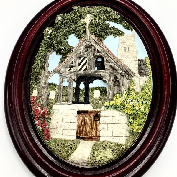 Vintage 3D Wall Plaque “THE LYCH GATE” by Lakeland Studios / Country Cottage Decor / Rustic Lake District Art