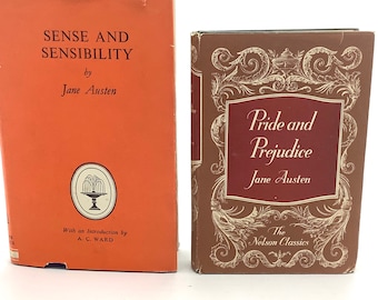 Pair of JANE AUSTEN CLASSIC Hardback Novels Pride & Prejudice and Sense + Sensibility / Perfect Gift for Austen Lover