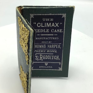 Victorian THOMAS HARPER "CLIMAX" Leder & Scrollwork Nadel Etui / Antik Haberdashery Etui / Edwardian Dressmaker es Tools