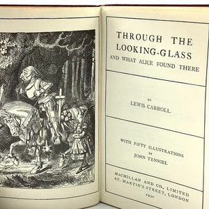 Antique (1930) “THROUGH The LOOKING GLASS And What Alice Found There” By Lewis Carroll. Leather-Bound Book Illustrated By Sir John Tenniel