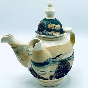 One-of-a-kind DOUBLE SPOUTED TEAPOT Hand-made in England by Tim Irving Little / Quirky Kitchenalia / Cornwall Bocastle Tableware