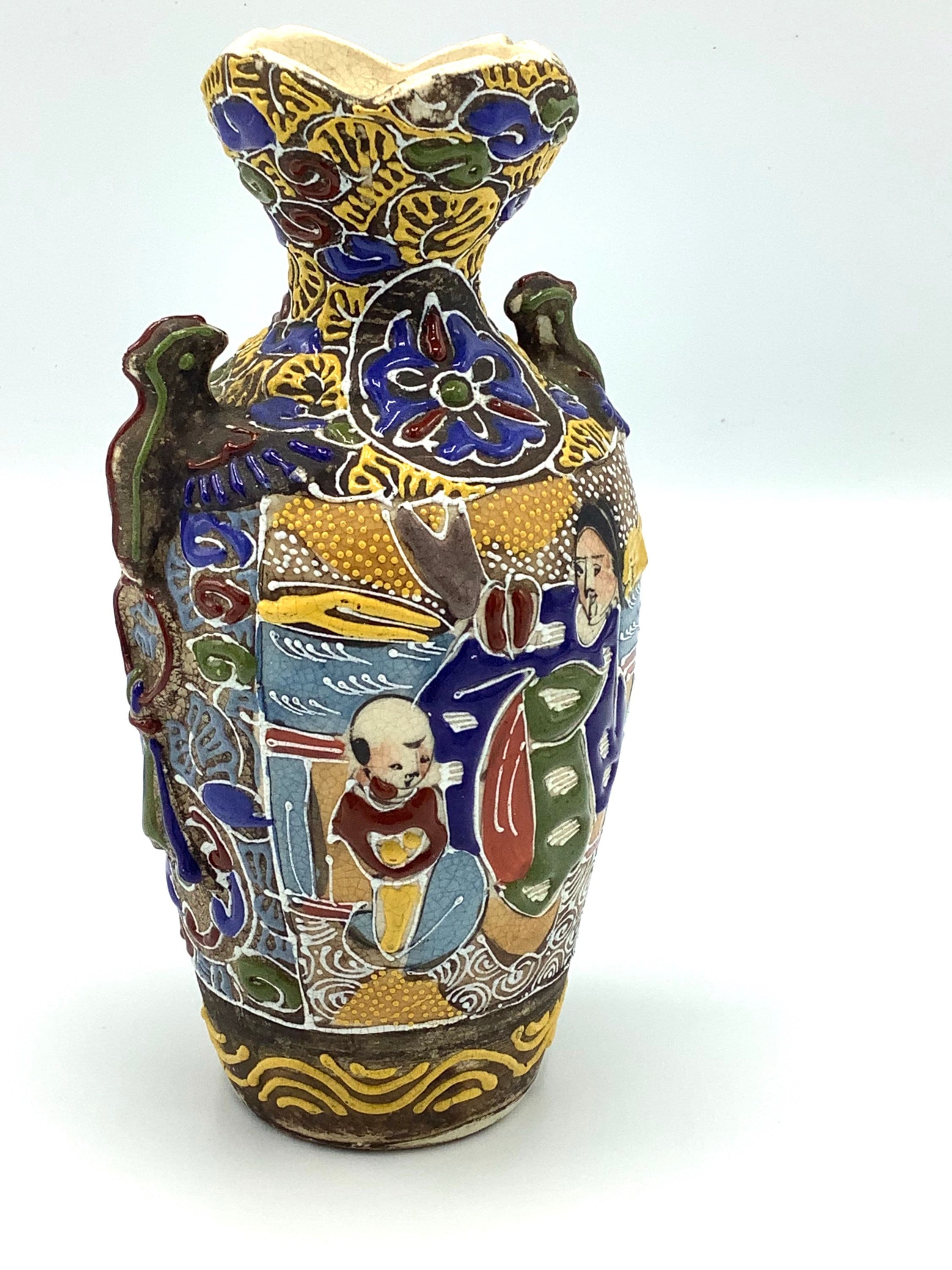 Japanese satsuma moriage vase meiji period 1880 1890 etsy uk