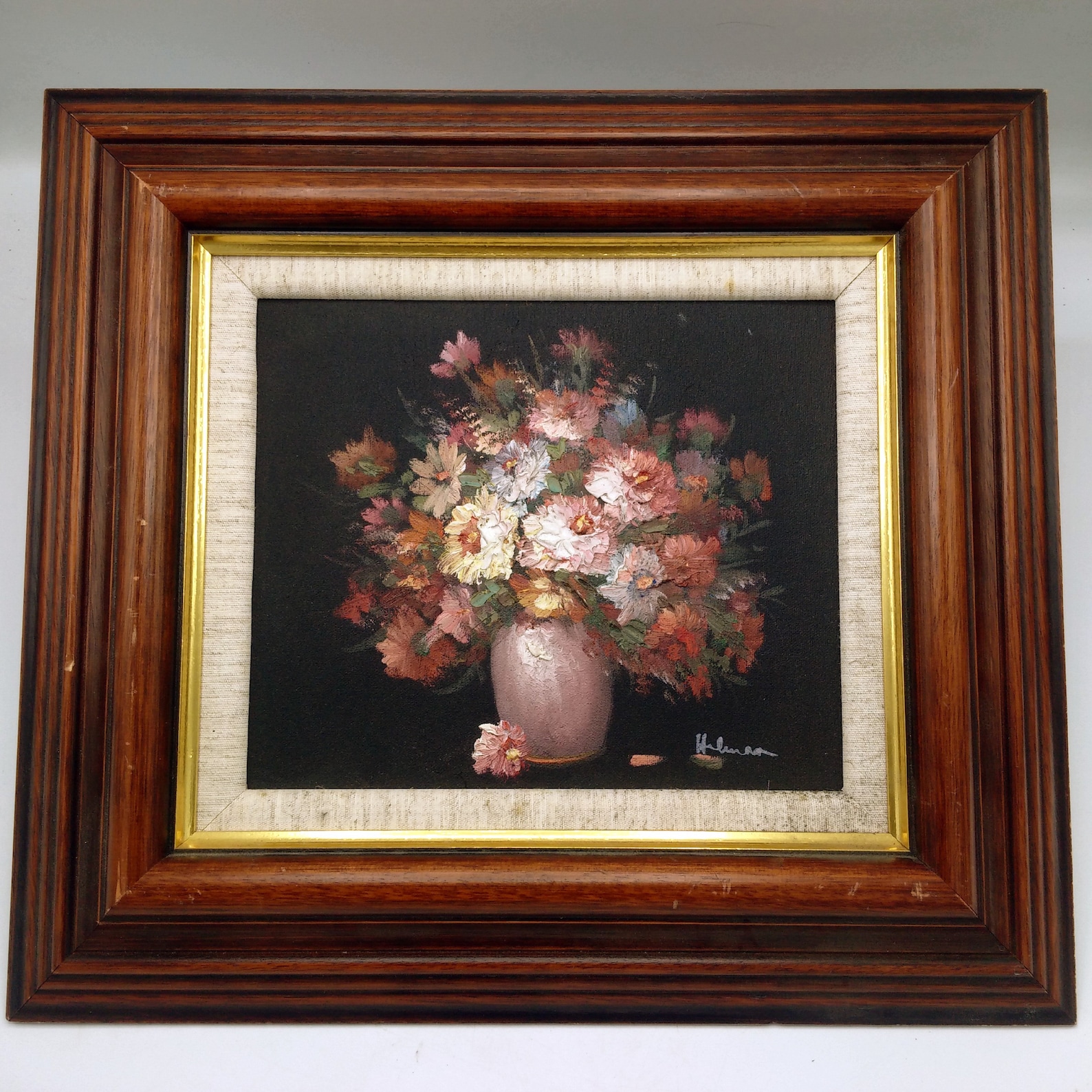 Original English Oil Painting (signed) of Flowers in a Vase / Stunning ...
