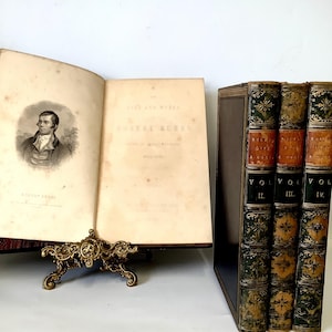 Circa 170 Years Old “The Life & Works of Robert Burns” Complete 4 Volume Set Published 1856 by W.R.Chapman with Famous Scottish School Crest