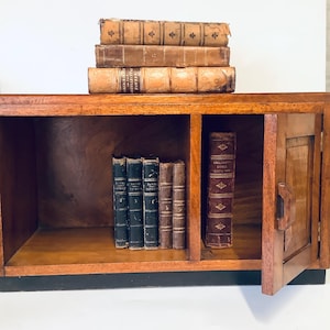 Antique Mahogany Art Deco English Book Case with Single Door Opening Section / Beautiful Wooden Cabinet made in England / Gift for Reader