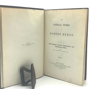 1. wydanie (1856) BURNS POETICAL WORKS autorstwa pastora George'a Gilfillana / Idealny prezent dla miłośnika poezji szkockiej / Książka Roberta Burnsa z epoki wiktoriańskiej