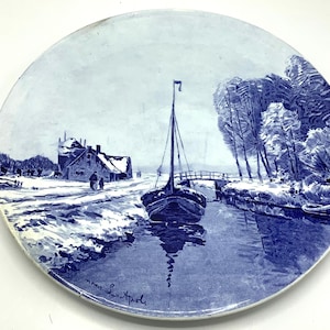Huge 19th Century Delft Charger after Louis Apol / Love Your Blue and White / Victorian Delftware / Antique Dutch Table Centrepiece