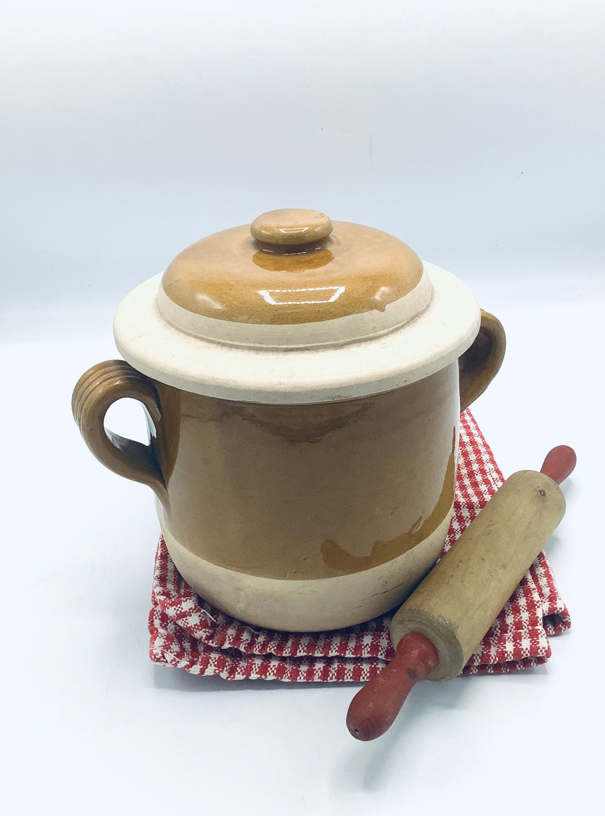 フランスの陶器のストック 壷 / ヴィンテージの石の調理鍋 / フランス