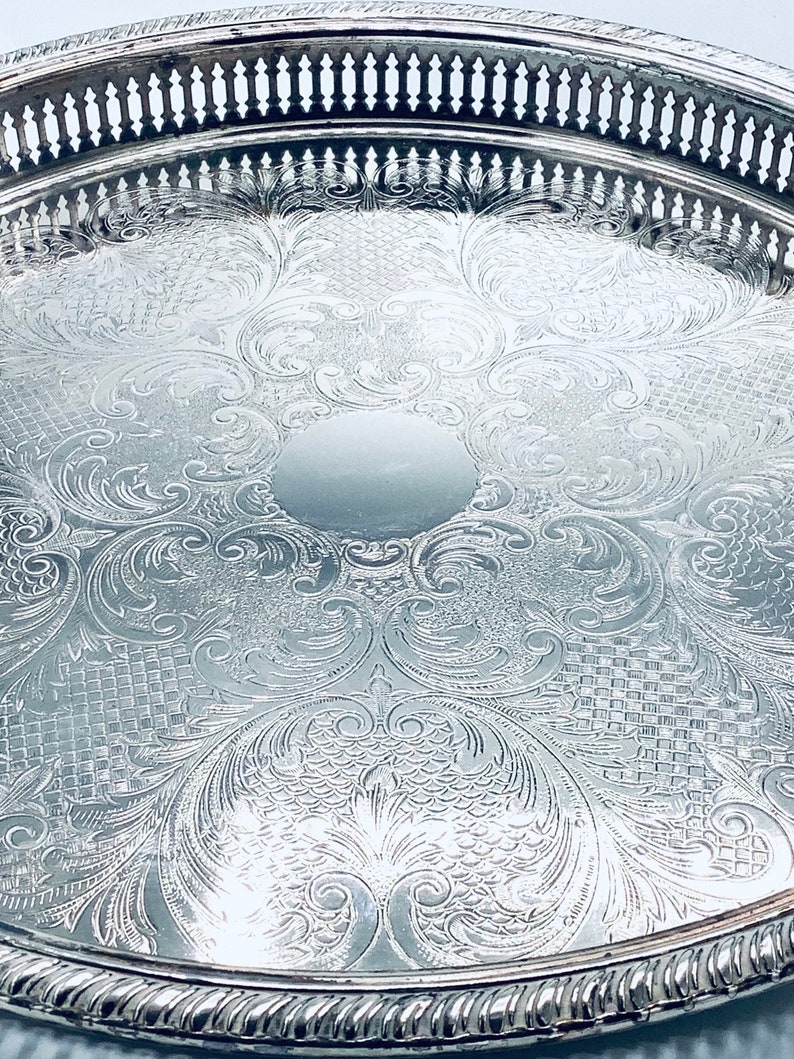 Large Silver Plated Engraved Gallery Tray Made in Sheffield / Etsy UK