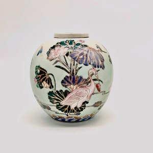 Vintage Pink Flamingo Pattern Pot or Planter / Exotic Bird Decorative Accessory / Perfect Gift for Flamingo Lover