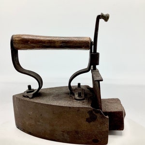 Early Victorian BOX IRON & SLUG for Pressing Clothes / 19th century Laundry Appliance / Downton Abbey Housekeeping / Antique Shop Display