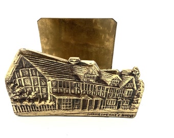 Solid Brass Letter Rack Depicting William Shakespeare’s House in Stratford upon Avon, England / Perfect Gift for Shakespeare Reader