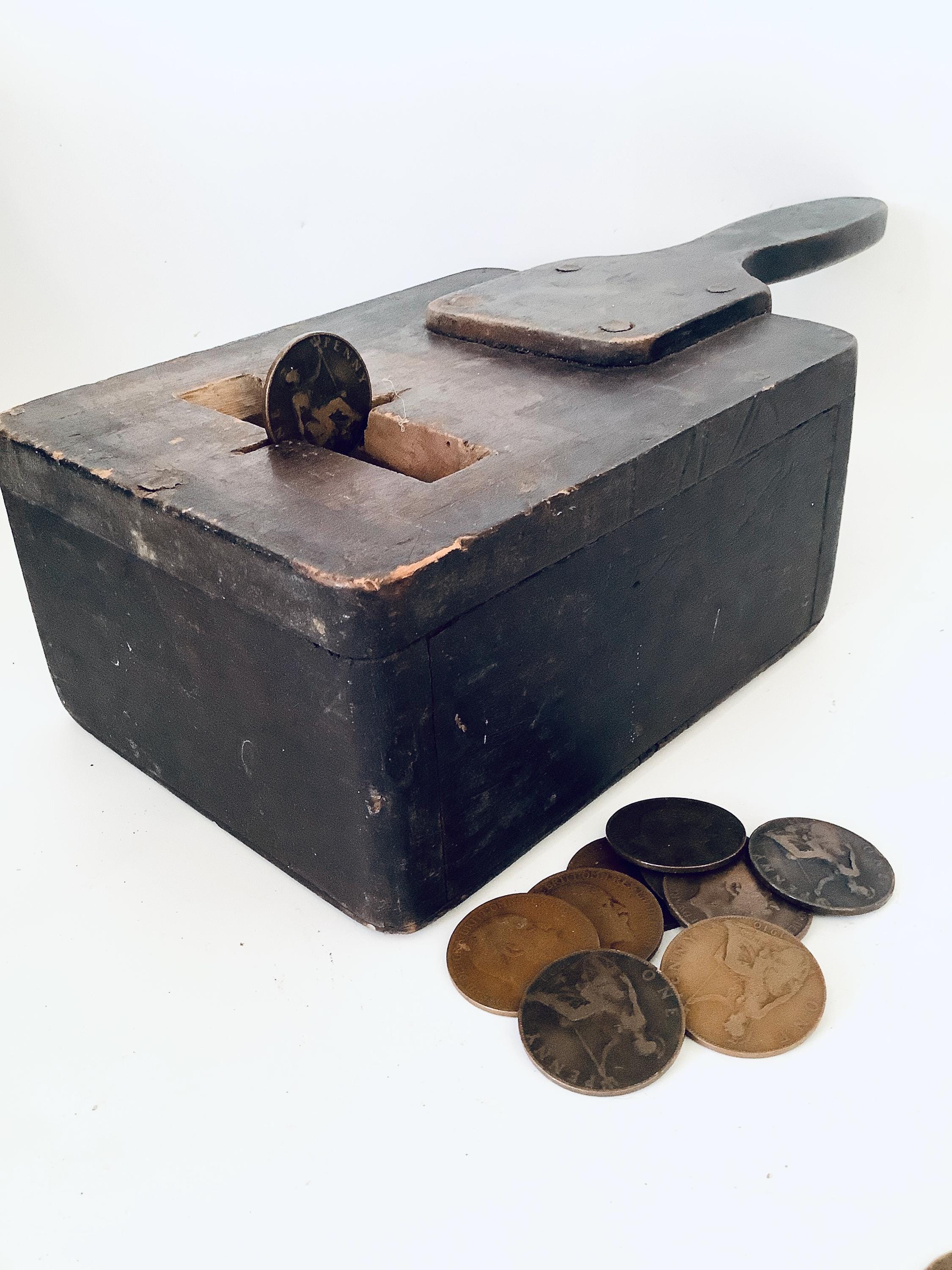 A Pair of Antique English Wooden Church Collection Boxes / 19th Century ...